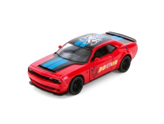 Macheta auto metalica 2023 Dodge Challenger SRT Demon 170 (Livery Edition) Kinsmart KT5461WF, scara 1:40, cu usi care se deschid, Rosu