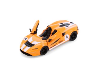 Macheta auto metalica McLaren Elva (Livery Edition) Kinsmart KT5462WF, scara 1:36, cu usi care se deschid, Portocaliu
