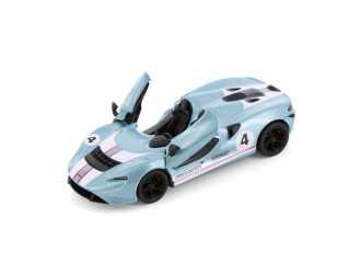 Macheta auto metalica McLaren Elva (Livery Edition) Kinsmart KT5462WF, scara 1:36, cu usi care se deschid, Albastru deschis