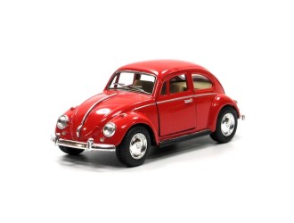 Macheta auto metalica 1967 Volkswagen Classical Beetle Kinsmart KT5057W, scara 1:32, cu usi care se deschid, Rosu