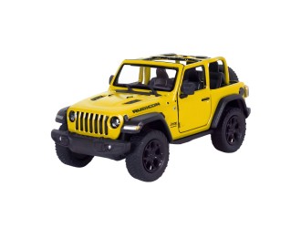Macheta auto metalica 2018 Jeep Wrangler Hard Top Kinsmart KT5412WB, scara 1:34, cu usi care se deschid, Galben