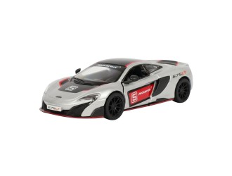 Macheta auto metalica McLaren 675LT (Livery Edition) Kinsmart KT5392WF, scara 1:36, cu usi care se deschid, Argintiu
