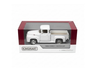 Macheta auto metalica 1956 Ford F-100 Pickup Kinsmart KT5385W, scara 1:38, cu usi care se deschid, Alb