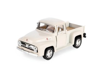 Macheta auto metalica 1956 Ford F-100 Pickup Kinsmart KT5385W, scara 1:38, cu usi care se deschid, Alb