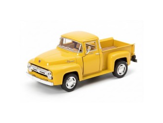 Macheta auto metalica 1956 Ford F-100 Pickup Kinsmart KT5385W, scara 1:38, cu usi care se deschid, Galben