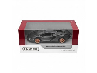 Macheta auto metalica Lamborghini Sian FKP 37 Kinsmart KT5431W, scara 1:32, cu usi care se deschid, Gri