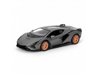 Macheta auto metalica Lamborghini Sian FKP 37 Kinsmart KT5431W, scara 1:32, cu usi care se deschid, Gri