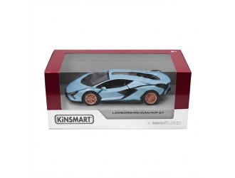  Macheta auto metalica Lamborghini Sian FKP 37 Kinsmart KT5431W, scara 1:32, cu usi care se deschid, Albastru