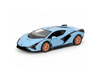  Macheta auto metalica Lamborghini Sian FKP 37 Kinsmart KT5431W, scara 1:32, cu usi care se deschid, Albastru