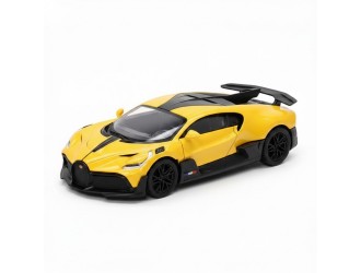 Macheta auto metalica Bugatti Divo Kinsmart KT5442W, scara 1:38, cu usi care se deschid, Galben