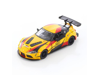 Macheta auto metalica Toyota GR Supra Racing Concept Kinsmart KT5421W, scara 1:36, cu usi care se deschid, Galben