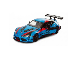 Macheta auto metalica Toyota GR Supra Racing Concept Kinsmart KT5421W, scara 1:36, cu usi care se deschid, Albastru