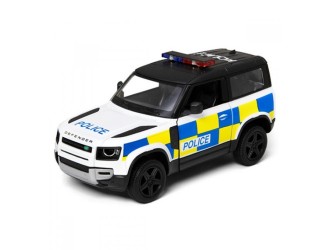 acheta auto metalica Land Rover Defender 90 Police Kinsmart KT5428WP, scara 1:36, cu usi care se deschid