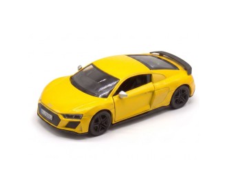 Macheta auto metalica Audi R8 Coupe Kinsmart KT5422W, scara 1:36, cu usi care se deschid, Galben