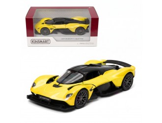 Macheta auto metalica Aston Martin Valkyrie Kinsmart KT5470W, scara 1:36, cu usi care se deschid, Galben