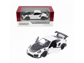 Macheta auto metalica Porsche 911 GT2 RS Kinsmart KT5408W, scara 1:36, cu usi care se deschid, Alb