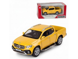 Macheta auto metalica Mercedes-Benz X-Class Kinsmart KT5410W, scara 1:42, cu usi care se deschid, Galben