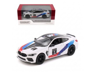 Macheta auto metalica BMW M8 Competition Coupe (Livery Edition) Kinsmart KT5425WF, scara 1:38, cu usi care se deschid, Alb