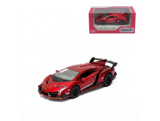 Macheta auto metalica Lamborghini Veneno Kinsmart KT5370W, scara 1:38, cu usi care se deschid, Rosu