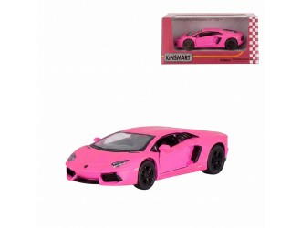 Macheta auto metalica Lamborghini Aventador LP 700-4 Kinsmart KT5370W, scara 1:38, cu usi care se deschid, Roz