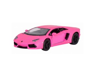 Macheta auto metalica Lamborghini Aventador LP 700-4 Kinsmart KT5370W, scara 1:38, cu usi care se deschid, Roz