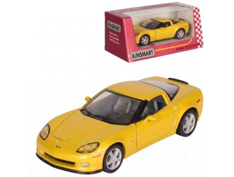 Металлическая модель автомобиля Chevrolet Corvette Z06 Kinsmart KT5320W, масштаб 1:36, с открывающимися дверями, желтая