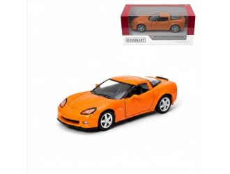 KT5320-PORTOCALIU Macheta auto metalica Chevrolet Corvette Z06 Kinsmart KT5320W, scara 1:36, cu usi care se deschid, Portocaliu