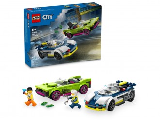 Set de constructie LEGO City 60415 Urmarire cu masina de politie si muscle car, jucarie de construit