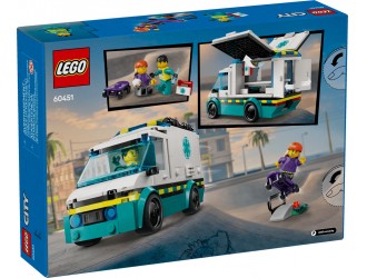 Set de constructie LEGO City 60451 Ambulanta de urgenta, jucarie de construit