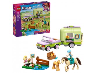 Set de constructie LEGO Friends 42695 Remorca pentru cal si manz, jucarie de construit