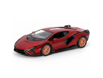 Macheta auto metalica Lamborghini Sian FKP 37 Kinsmart KT5431W, scara 1:32, cu usi care se deschid, Rosu