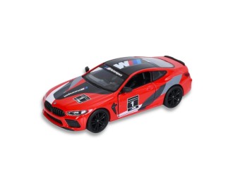 Macheta auto metalica BMW M8 Competition Coupe (Livery Edition) Kinsmart KT5425WF, scara 1:38, cu usi care se deschid, Rosu