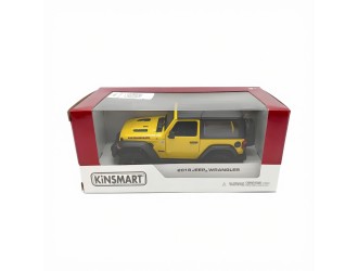 Металлическая модель автомобиля 2018 Jeep Wrangler Hard Top Kinsmart KT5412WB, масштаб 1:34, с открывающимися дверями, желтый