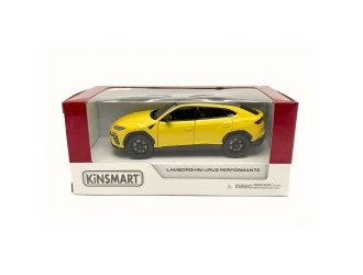 Металлическая модель автомобиля Lamborghini Urus Performante Kinsmart KT5447W, масштаб 1:40, с открывающимися дверями, жёлтый