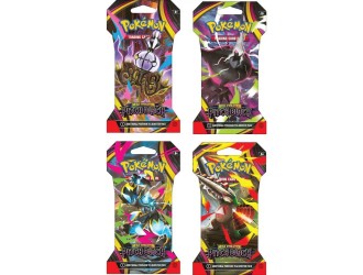 Pachet Carti de Joc Pokemon TCG Mega Evolution Pitch Black Sleeved Booster Pack, limba engleza