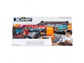 Blaster X-Shot Skins Last Stand Gun Machine cu 16 cartuse, Graffiti