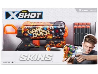 Blaster X-Shot Skins Flux Gun cu 8 cartuse, Game Over