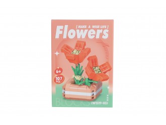 Set de constructie, Maci rosii, Potted Plant Flowers, 107 piese