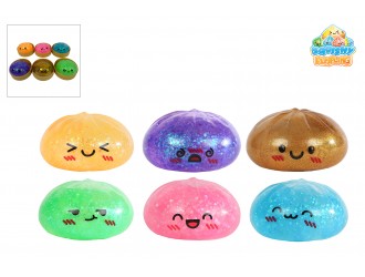 Jucarie antistres Kawaii Fidget Dumpling cu slime si sclipici, 8,5 cm, culoare aleatorie