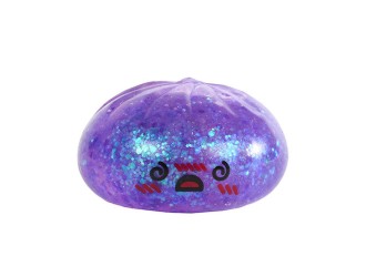 Jucarie antistres Kawaii Fidget Dumpling cu slime si sclipici, 8,5 cm, Mov
