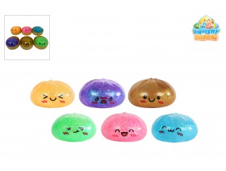 ucarie antistres Kawaii Fidget Dumpling cu slime si sclipici, 5,8 cm, cosulet 6,5 cm, model aleatoriu