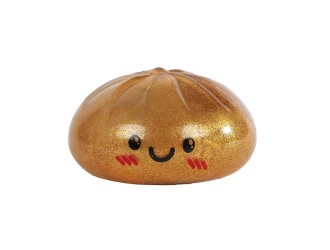 Jucarie antistres Kawaii Fidget Dumpling cu slime si sclipici, 5,8 cm, cosulet 6,5 cm, Auriu
