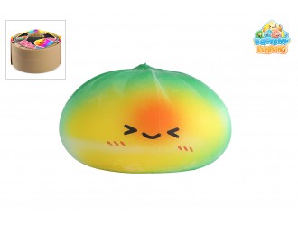Jucarie antistres Kawaii Fidget Dumpling din spuma Curcubeu, 8,5 cm, cosulet 10 cm