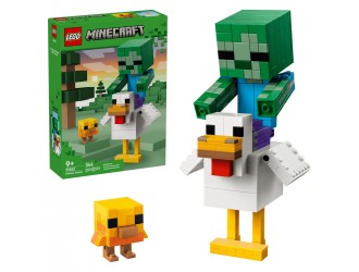 Set de constructie LEGO Minecraft Jocheu de gaini 21582, 344 piese