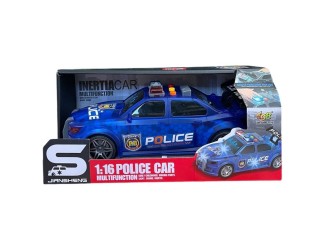 Masina de politie albastra JSTOYS JS124H, 1:16, cu frictiune, portbagaj care se deschide, lumini si sunete