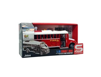 Autobuz de jucarie Trupe Speciale JSTOYS JS125B, cu frictiune, usi care se deschid, lumini si sunete