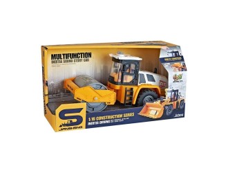 Compactor de asfalt de jucarie galben JSTOYS JS129B-1, 1:16, cu frictiune, lumini si sunete