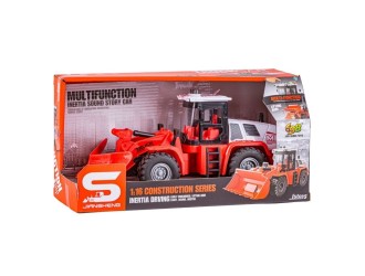 Tractor buldozer de jucarie rosu JSTOYS JS129A-3, 1:16, cu frictiune, lumini si sunete