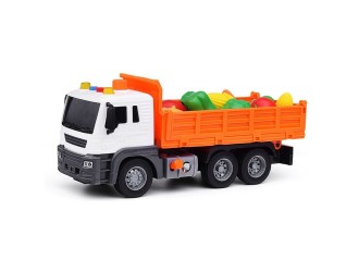 Camion cu remorca pentru transport legume JSTOYS JS118, 1:16, cu frictiune, lumini si sunete