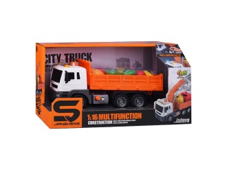 Camion cu remorca pentru transport legume JSTOYS JS118, 1:16, cu frictiune, lumini si sunete